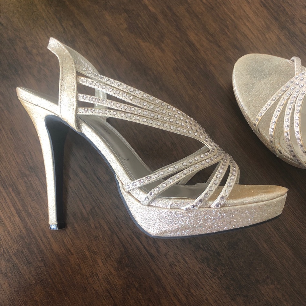 Powder gold sling back heels